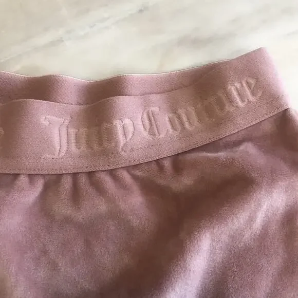 Juicy Couture Pink Shorts golthic crystal Rhinestone Logo rear tush M velour Med - Picture 4 of 4